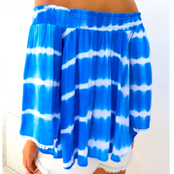 Striped Tye Dyed Off The Shoulder Top - Picture 4 of 4